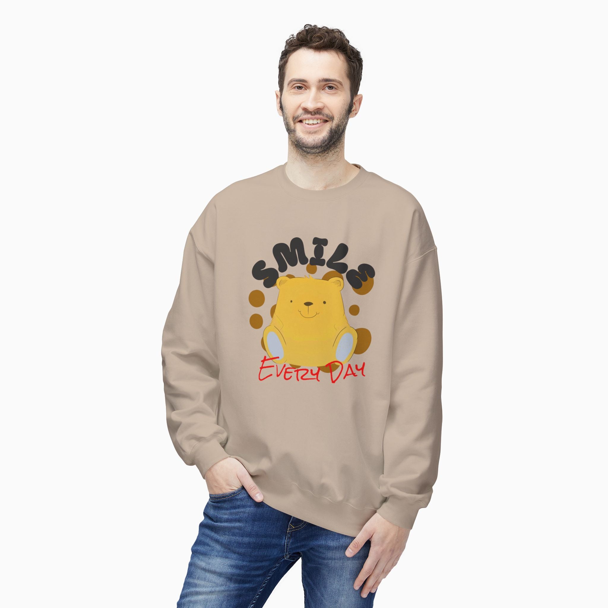 Smile Everyday Slogan With Teddy Bear Unisex Sweatshirt