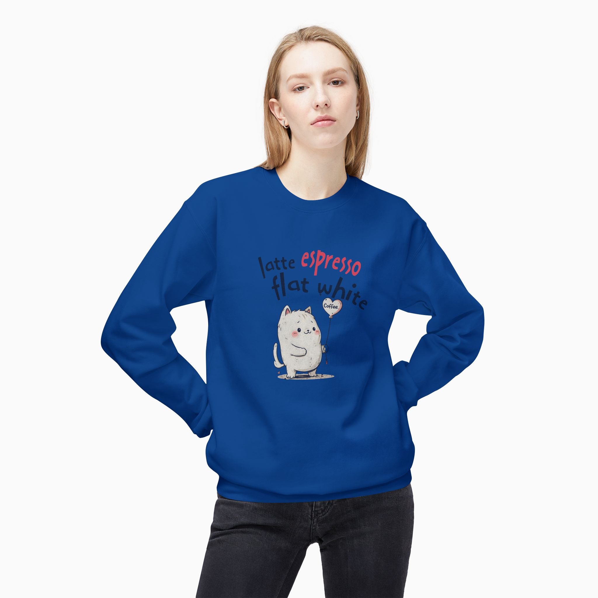 Coffee Cat Latte, Espresso, Flat White Unisex Sweatshirt