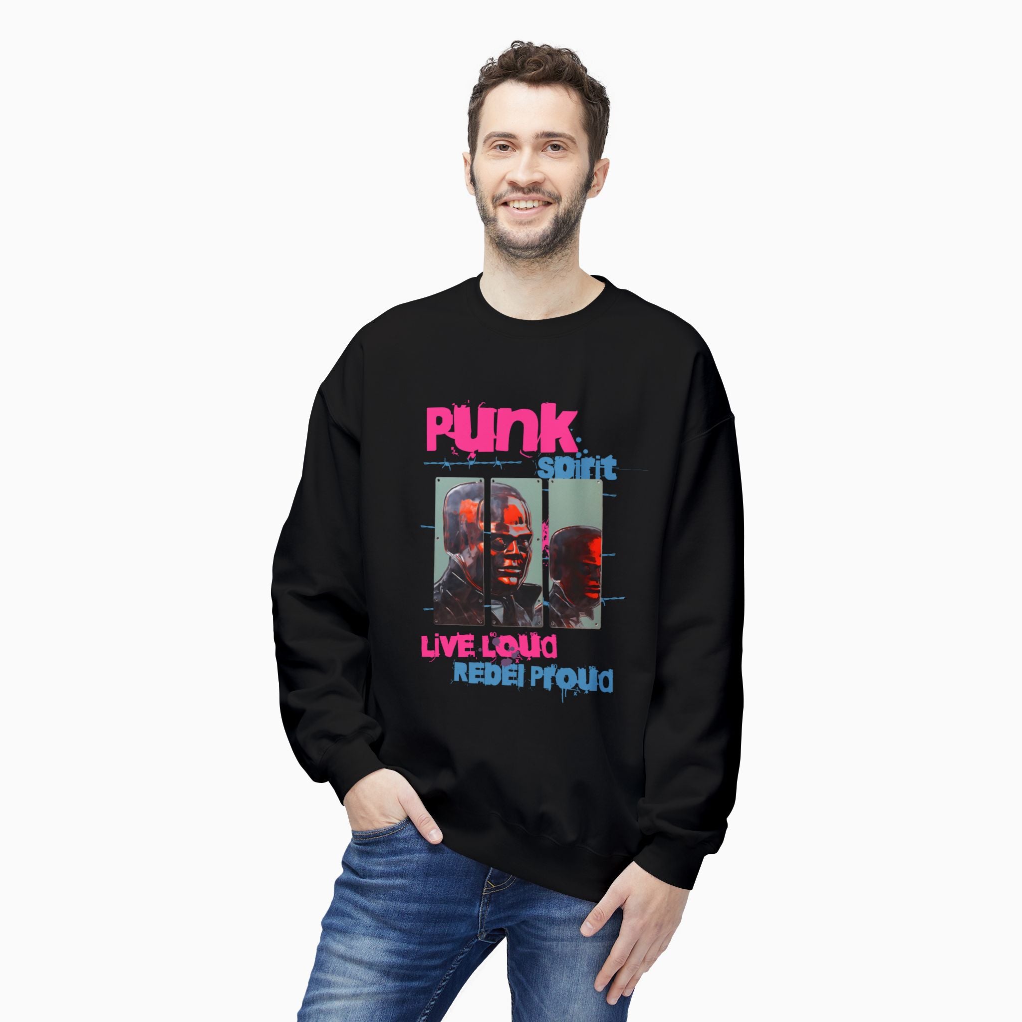 Punk Spirit, Live Loud, Rebel Proud Unisex Sweatshirt