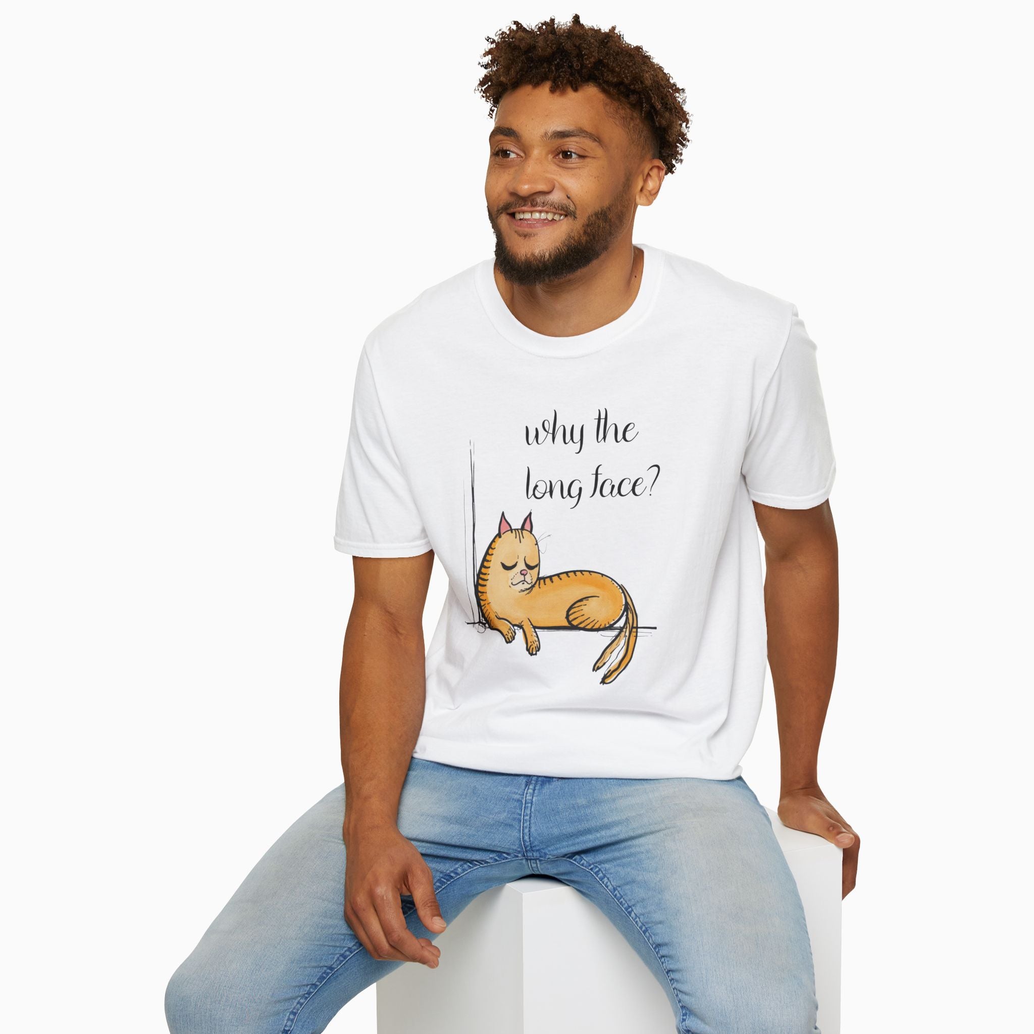 Funny Cat Why the Long Face Unisex T-Shirt