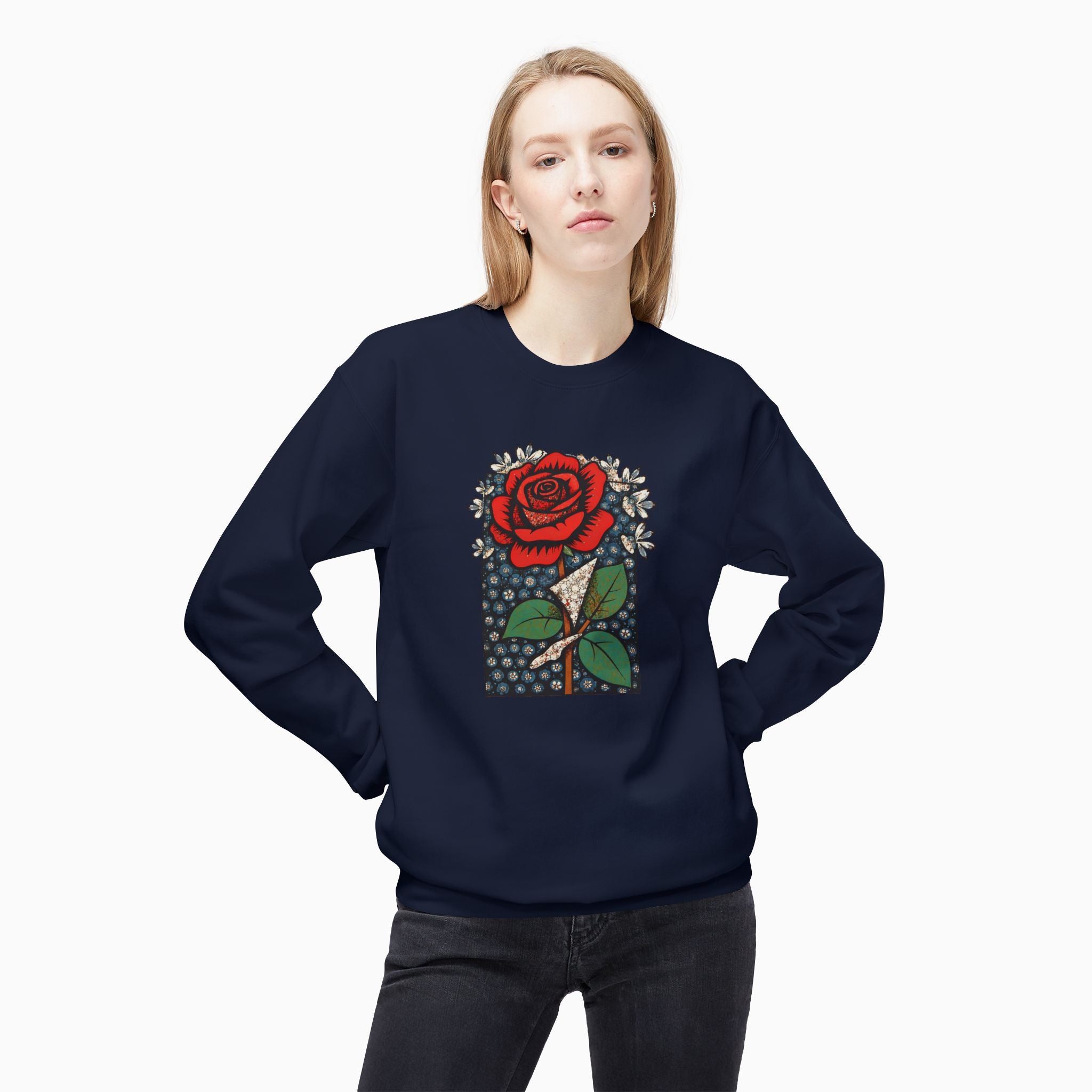 Vintage Crimson Rose Unisex Sweatshirt