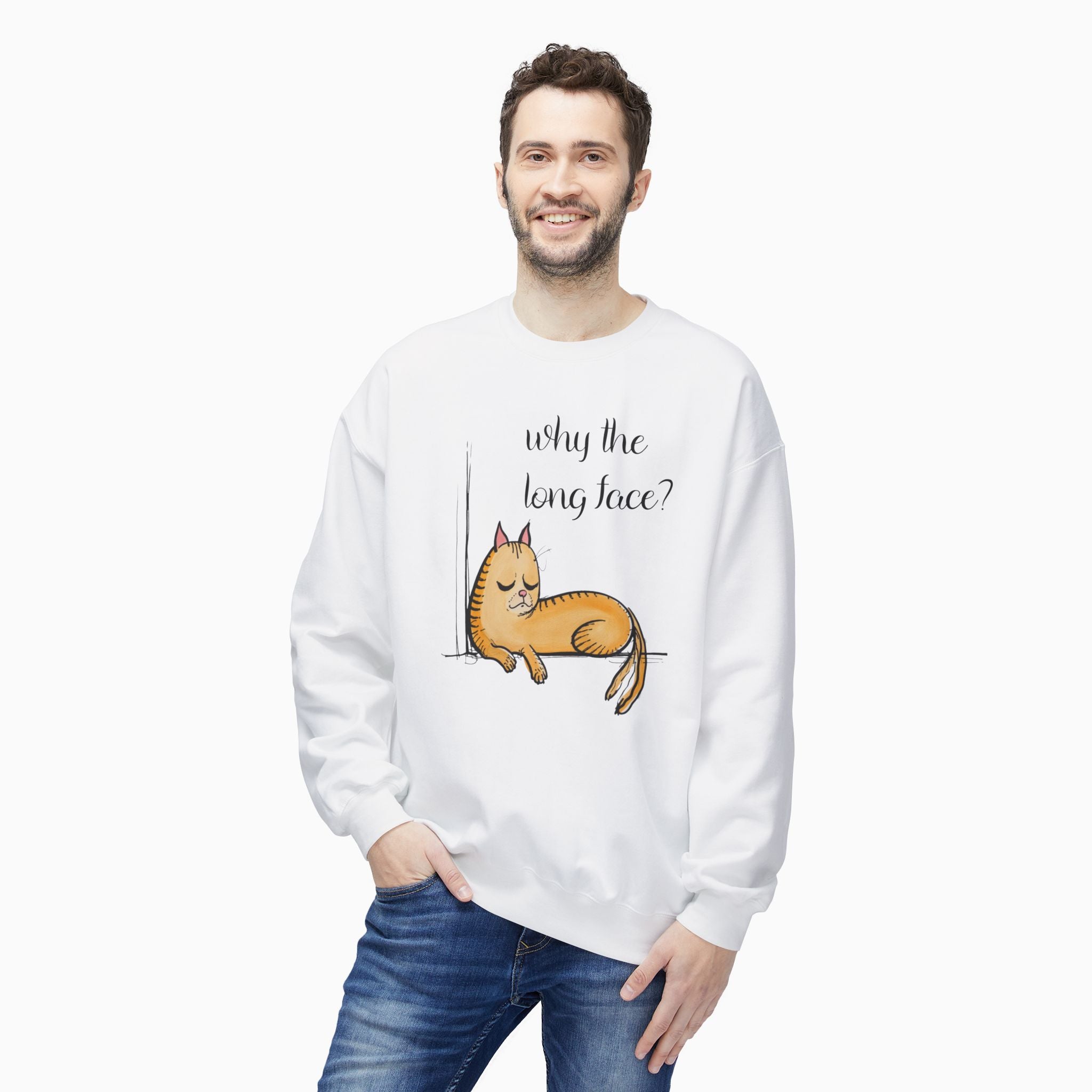 Funny Cat  Why the Long Face Unisex Sweatshirt