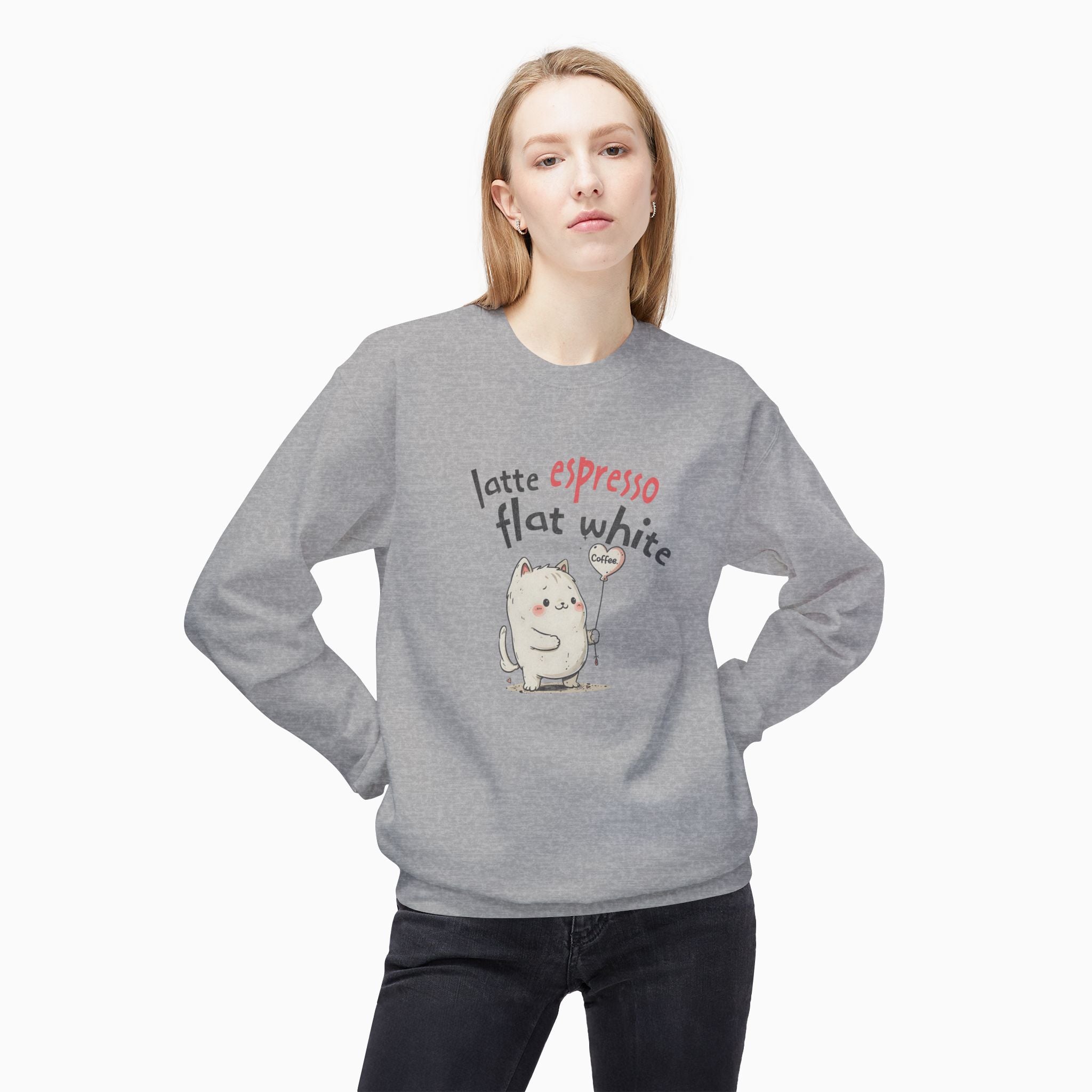 Coffee Cat Latte, Espresso, Flat White Unisex Sweatshirt