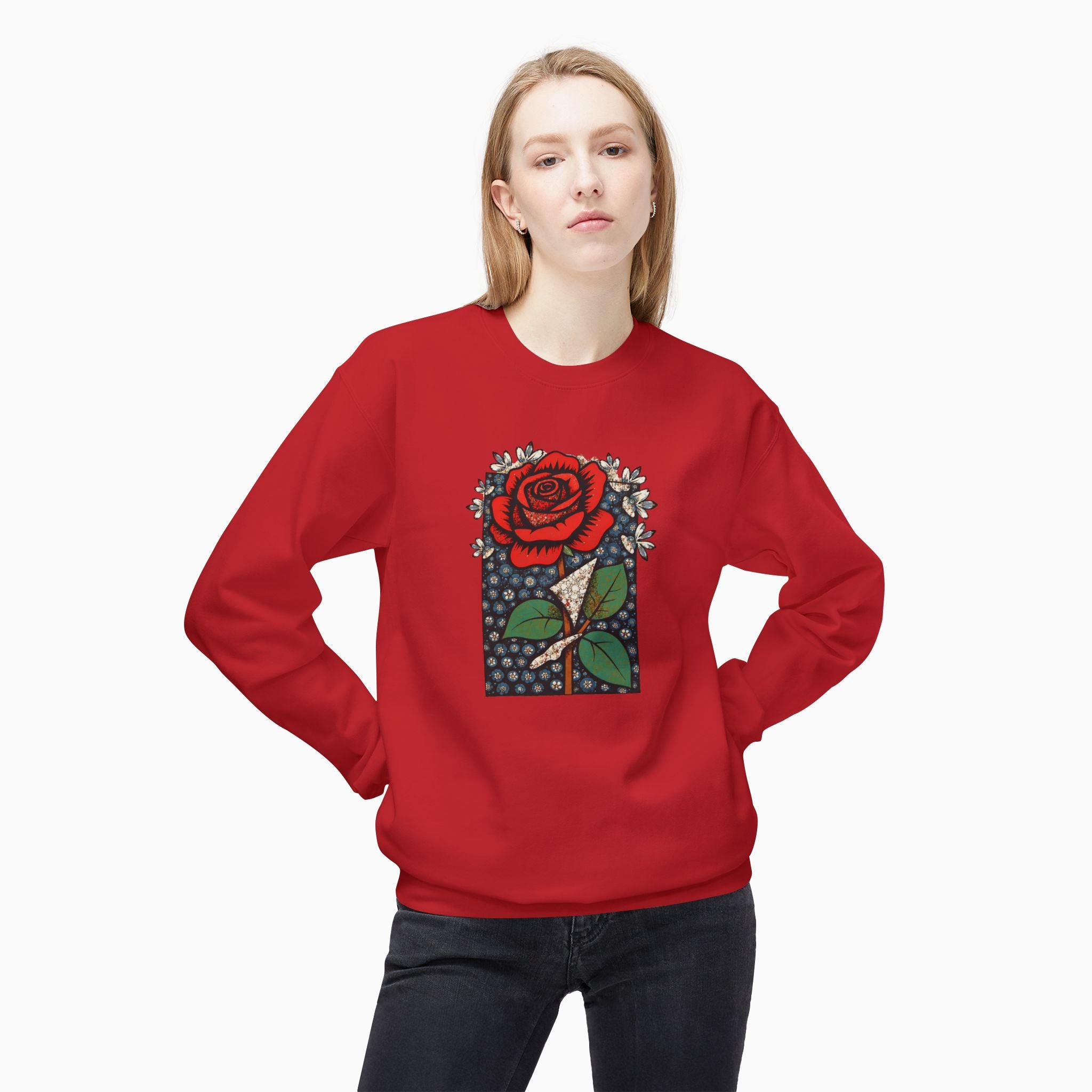 Vintage Crimson Rose Unisex Sweatshirt