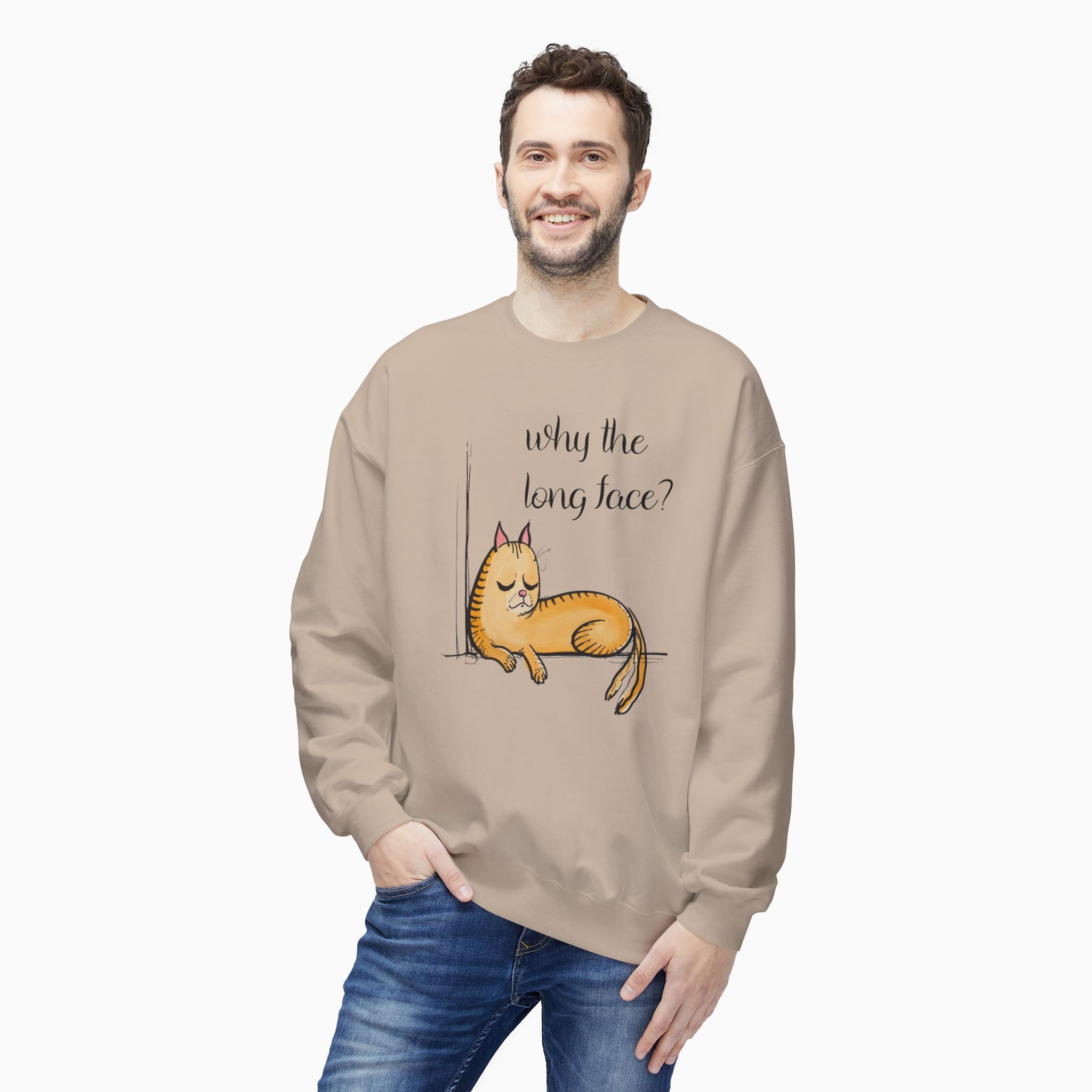 Funny Cat  Why the Long Face Unisex Sweatshirt