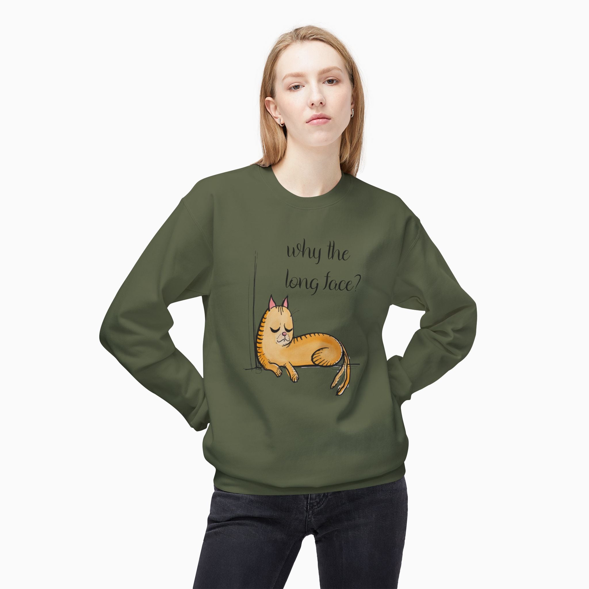 Funny Cat  Why the Long Face Unisex Sweatshirt